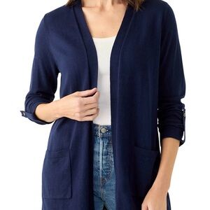 Kim Rogers women’s Roll Tab Solid Cardigan color Navy Size M